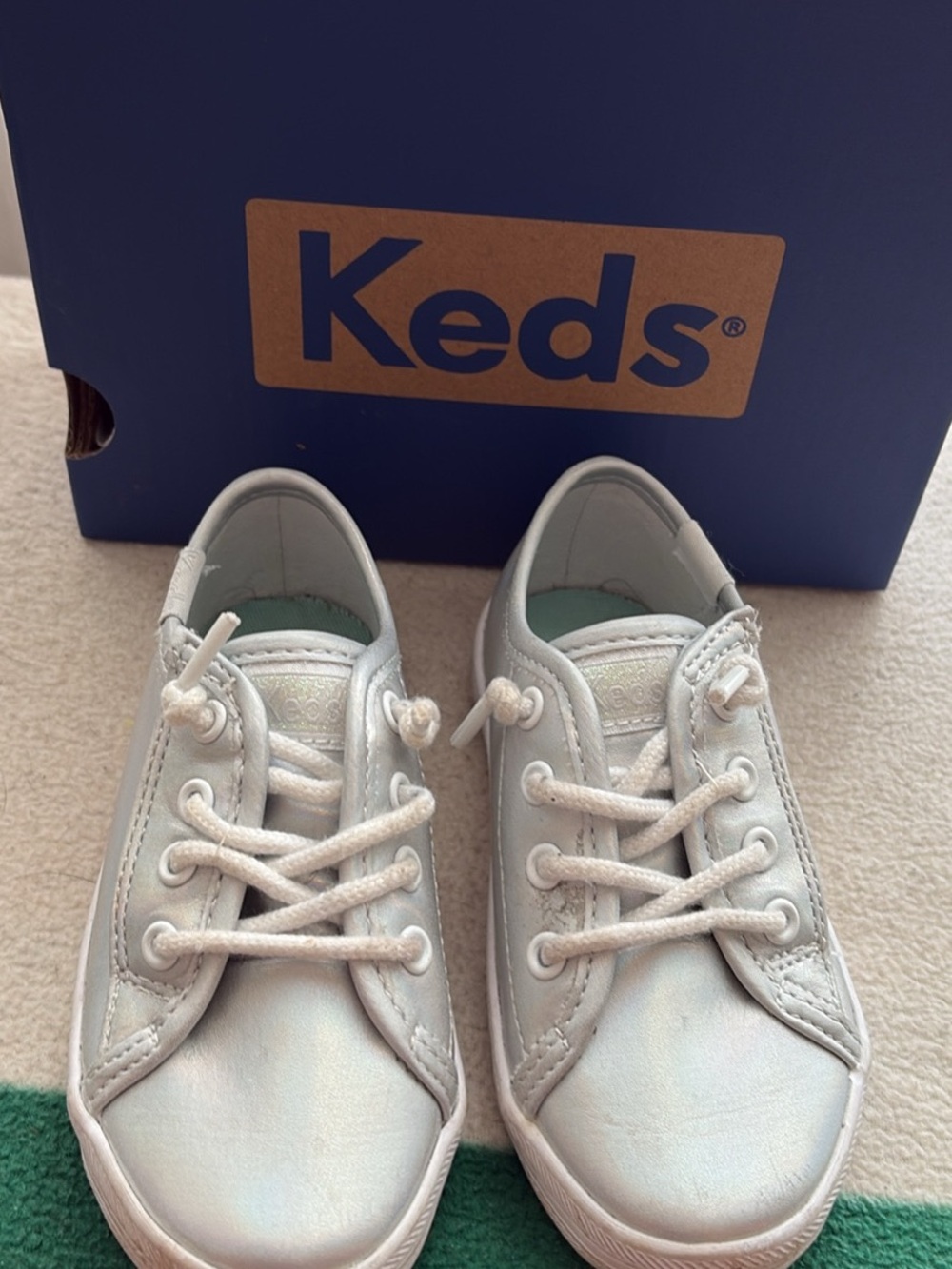 Keds Kids Iridescent White Lace-Up Sneakers